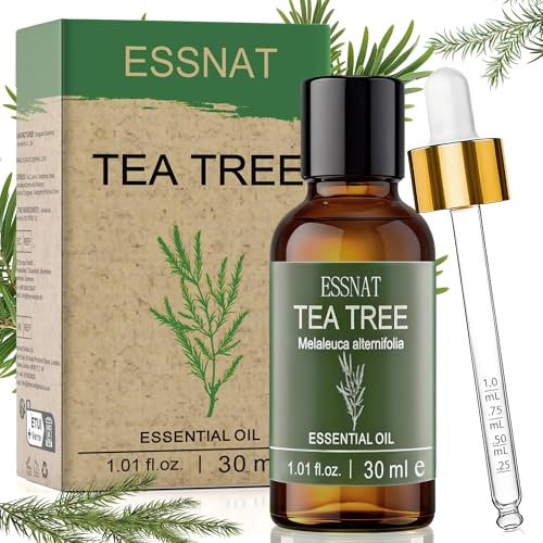ESSNAT Huile essentielle d'arbre à thé 30 ml – 100% Naturelle,Huiles essentielles pour diffuseur,les soins des ongles,l'aromathérapie,bains,bureau,maison,yoga et DIY