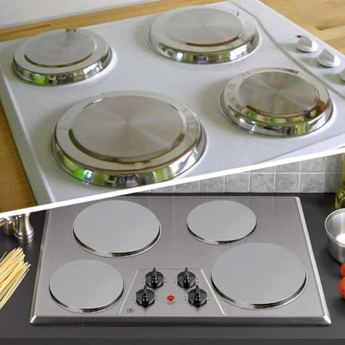 Vibsky Lot de 4 cache-plaques ronds en acier inoxydable de 21 cm et 17 cm pour plaques de cuisson électriques et à nettoyer