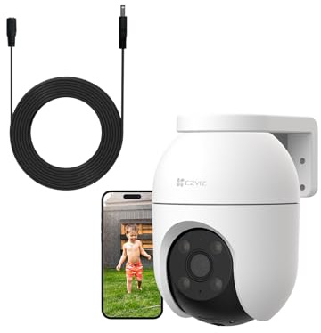 EZVIZ C8c 5MP 3K Outdoor WIFI PT Security Camera and 10M DC12V CCTV Power Supply Extension Cable bundled product