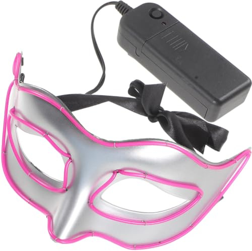 Mikikit Masque de Bal Masqué Lumineux en Plastique Réutilisable, Facile à Porter, Demi-masque Unisexe pour Fêtes Costumées et Soirées Fancy Dress