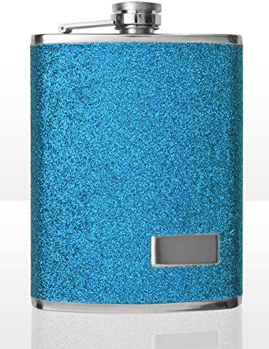 'Outdoor saxx® – Acier inoxydable Flasque, design Glitter Bleu | Étui de qualité à liqueur de Whisky Bouteille | vissé, 240 ml, bleu