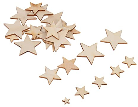 rosenice 100 Stück Stern Holzscheiben 1.6 Zoll Unbehandelte Holzsterne Für Diy Basteln Scrapbooking Hochzeit Dekoration