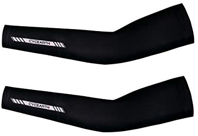CYCEARTH Calentadores de brazos de ciclismo unisex de verano con protección UV, fundas transpirables para brazos de bicicleta (negro, XL)