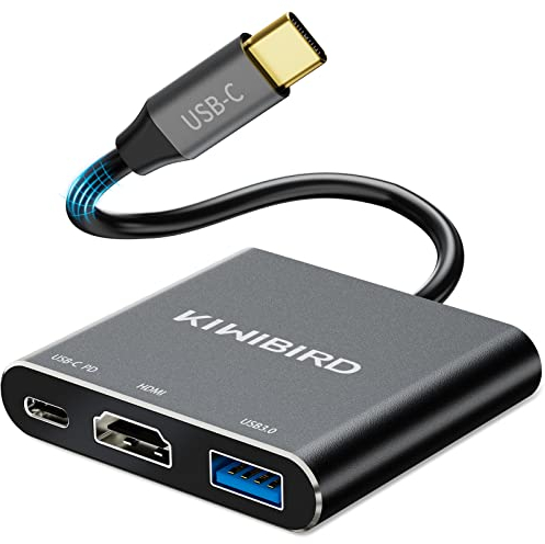 KiWiBiRD USB C to HDMI 4K AV Multiport Adapter HUB with USB 3.0, Type C PD Charging 100W Power Delivery Compatible with MacBook Air Pro M1 M2, iPad Pro, iMac, iPhone 15, Surface, Dell XPS, Galaxy S24