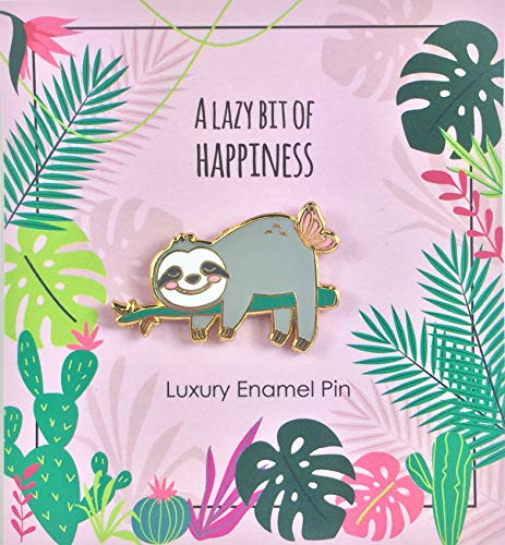 Faultier Ansteck-Pin - Faultier Anstecker - Kleine Geschenk-Idee für Kinder - Jungen und Mädchen - Lustig - Don´t Hurry, Be Happy - Witzig - Brosche - Enamel - bunt - Geburtstag