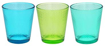 Tognana Juego de 3 vasos, cristal, multicolor en tonos azules