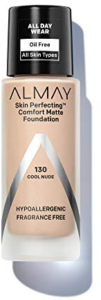 Almay Skin Perfecting Comfort Matte Foundation, Hypoallergenic, Cruelty Free, -Fragrance Free, Dermatologist Tested Liquid Makeup, Cool Nude