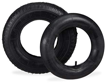 Relaxdays Roue brouette 4.00-8’’ avec Chambre à air, Crampons, 150 kg, Chariots, 400x100mm, Noir
