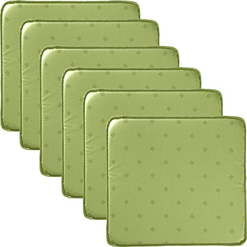 Erwin Müller abwaschbares Stuhlkissen, Sitzkissen im 6er-Pack Neuss im Rautendesign grün Größe 38x41 cm - acrylversiegeltes Gewebe für leichtes Wischen