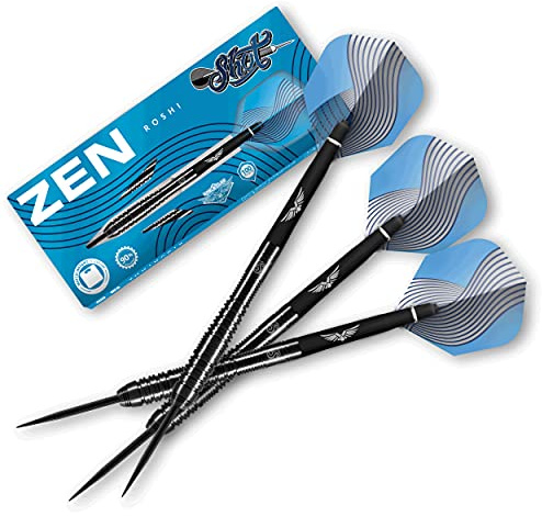 Shot! Steel Darts Zen Roshi Match Dart 90% Tungsten Steeltip Darts | Soft Dart Hochwertiges Tungsten Dart Set mit Schäften und Flights Made in New Zealand (23 Gramm)