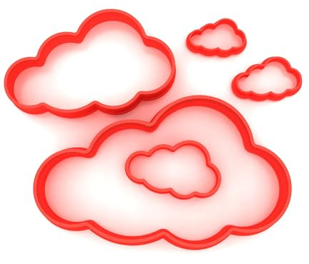 Set mit 5 Wolken-Ausstechformen für Fondant, Polymer-Plätzchen, Zuckerguss, Bastelarbeiten