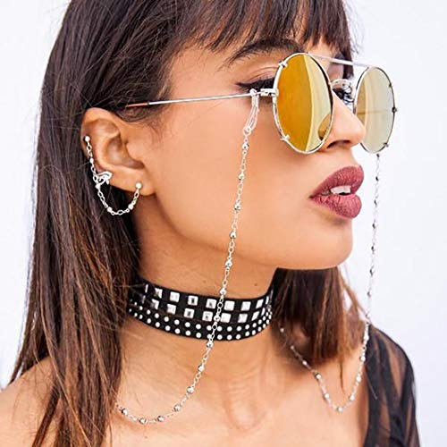 Bohend Mode Star Sonnenbrillen Kette Silber Frauen Brillenkette Korn Brillenzubehör Zum Brillen und Sonnenbrillen (2 Stück)