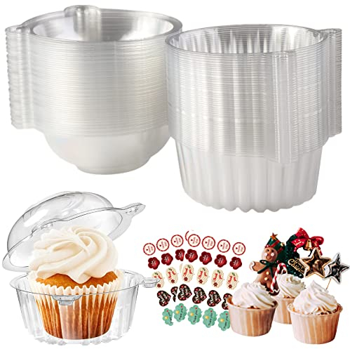 Surflyee 50Pz Scatola per Cupcake,Scatole per Torta,Confezionare dei Mini Tortini Monoporzione,Usate per Torte, Insalate,Adatte per Feste, Matrimoni, Negozi di Dolci