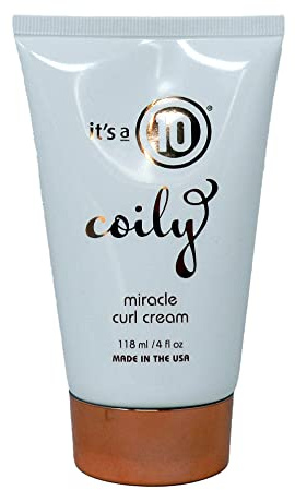 It’s a 10 Haircare - Coily Miracle Curl Cream, Definition, Shine, Non-Greasy Styling Cream for Curly and Wavy Hair, Natural Ingredients, 118ml