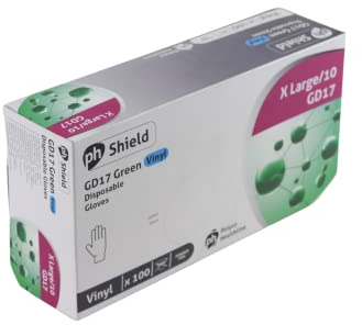 Polyco Healthline Extra Large Green Disposable Household Vinyl Gloves - Box of 100