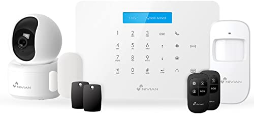 Nivian - Kit Allarme Casa e Ufficio WiFi/GSM Senza Canoni Mensili con Telecamera HD 2K | Controllo Remoto via App Tuya | Sirena 95 dB | Installazione Facile | Espandibile fino a 60 Dispositivi