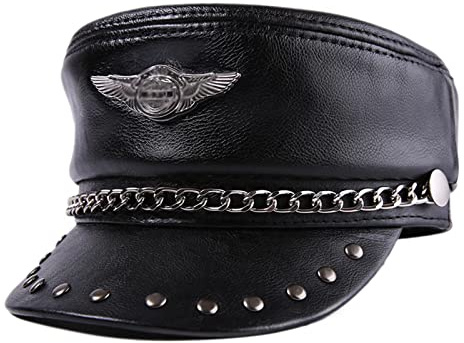 ZMNKH Unisex Schirmmütze Fiddler Hut Leder Kappe Kapitänsmütze Herren Damen