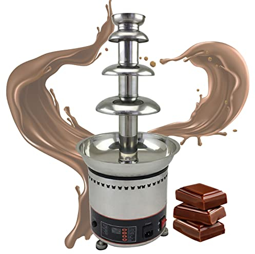 Stainless Steel Commercial Sauce Melting Pot/Chocolate Waterfall Hot pot,4/5/6/7 Tiers Chocolate Fondue Fountain Machine,for Birthday Party, Buffet, Family Gathering (4 Tier)