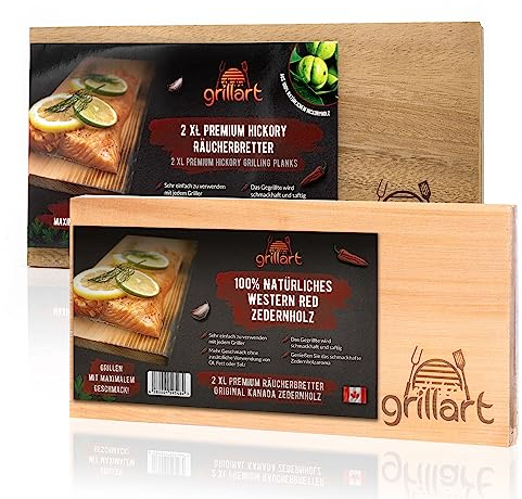 grillart Smoking Boards (Cedar Wood Set of 2 + Hickory Set of 2)