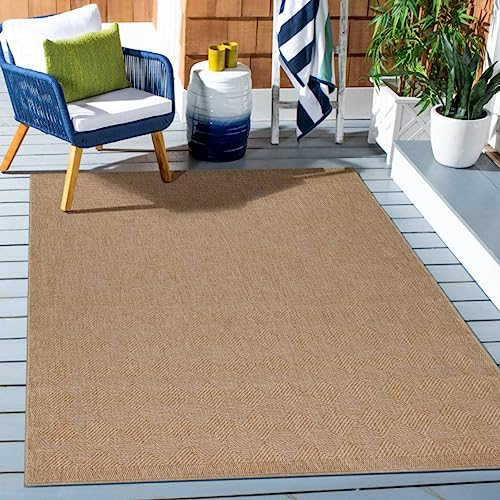 Natürliche Eleganz für Ihr Zuhause: Wetterfester Outdoor-Teppich in Sisal-Optik für Wohnzimmer, Terrasse, Balkon & Küche - Flach gewebt für stilvolle Natürlichkeit, Größe:200 x 290 cm, Farbe:Beige