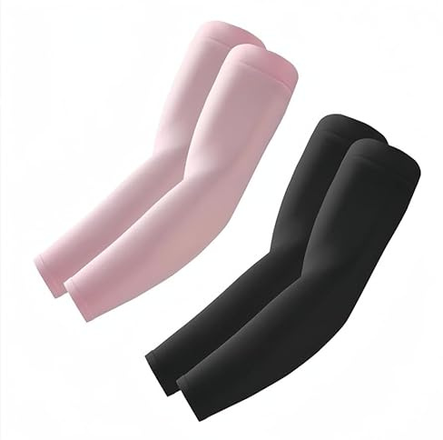 Roxun 2 Par Armskydd För Kvinnor Män Uv-Skydd Armbindor Gaming, Ärmar Volleyboll Armskydd Basket Armlingar Cykelsport Svart+Rosa