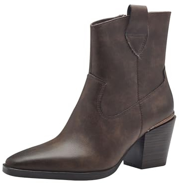 MARCO TOZZI Damen Stiefeletten mit Absatz Spitz Cowboy, Braun (Mocca), 41 EU