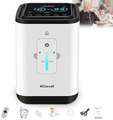 KCareU Oxygen Machine 1-7L/min Adjustable Wheelchair Oxygen Device 93%~30% High Purity Oxygen Generator for Home use
