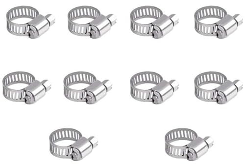RSYHVG 10Pcs Stainless Steel Hose Clips 6-12mm Adjustable Jubilee Clips