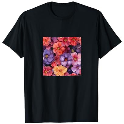 Bergenia Flower Watercolor Pattern Graphic T-Shirt