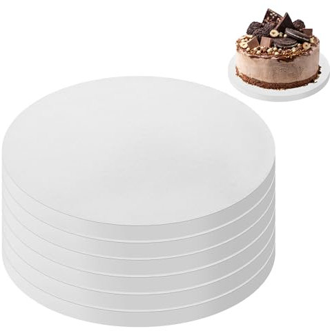 ZHYLUO 6 Base para Tartas 12mm x 20cm/8inch, Base Reutilizable Tarta, Tabla para Tartas 20cm, para transportar tartas y postres, adecuada para bodas, fiestas(Blanco)