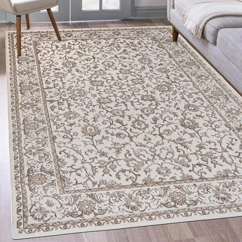 Mazovia Teppich Creme Orientalisch Teppich - Teppich für Wohnzimmer - ÖKO-TEX Wohnzimmerteppich - Weich Teppiche - Creme Beige - 80 x 150 cm