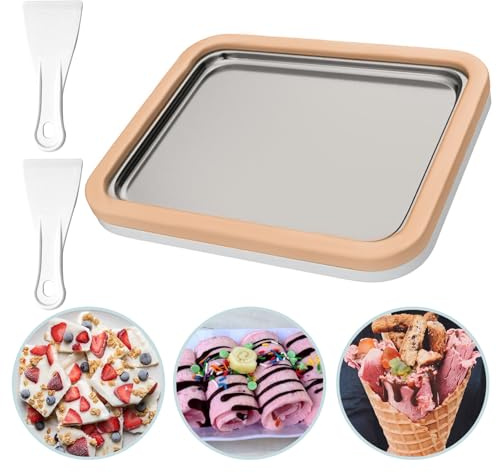 Máquina de helado enrollada, máquina de helado instantánea, placa fría instantánea para helados de bricolaje, yogur congelado de frutas (naranja)