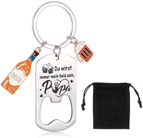 Konsait Cadeau de fête des pères pour papa - Porte-clés décapsuleur - Cadeau d'anniversaire pour papa