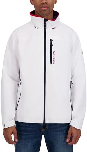 Nautica Men's Lightweight Sailing Jacket – Waterproof & Windproof, Breathable, Bright White, Big 2X