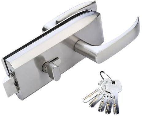 Cancello d'ingresso Serrature for porte in vetro da 10-12mm Chiave W Porta battente e scorrevole Serratura for porta in vetro senza telaio in alluminio Serratura for porta ad alta separazione 1 pz