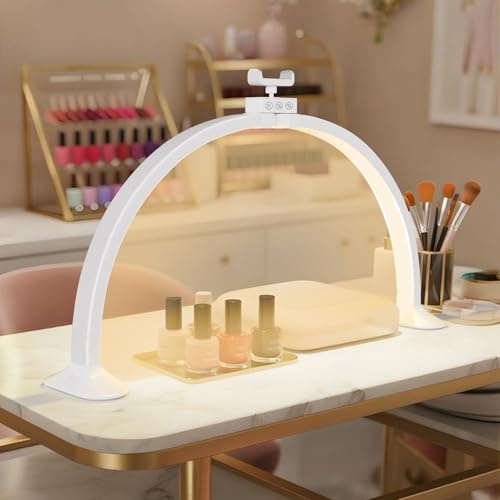 Lmaqfum Halbmond Lampe Nagelstudio, 81CM 48W Led Nageltisch Lampe, Weiß | lampe nagelstudio für nail tech, halbmond led lampe kosmetik mit telefonhalter, arch nägel lampe bogen für tisch maniküre