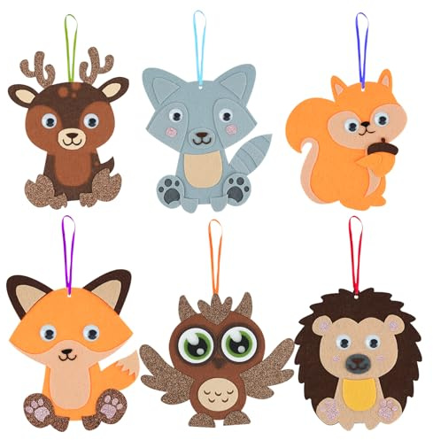 BQMEZRNUS 6 Herbst Tier Bastelsets für Kinder,Moosgummi Aufkleber,Herbstdeko Bastelhandwerk,Kreative Kunsthandwerk,Filz Bastelset für Deko,für Jungen Mädchen Kindergeburtstag Kunsthandwerk