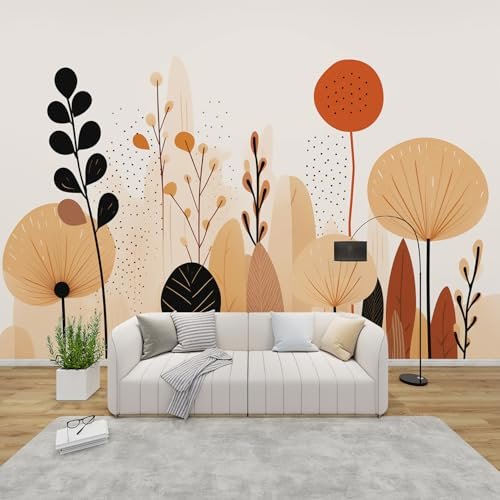 MMYAOKEN Papier Peint Panoramique Bohème 350x256 cm - Décoration Murale Feuille Abstraite Moderne - Tapisserie Murales Papier Peint Intissé pour Chambre Salon - Poster Tableaux Photo Muraux