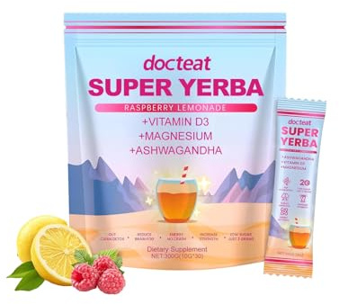 Polvo Instantáneo De Yerba Mate 300g - Sabor A Limonada De Frambuesa, Suplemento Natural 4-en-1 Bajo En Azúcar, Para Bebida Fría O Caliente, Para Viajes Y Hogar, Para Mujeres Y Hombres