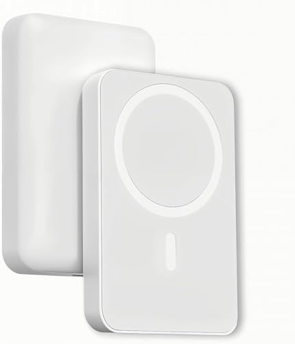 Power Bank Magnético 5000mAh Ultra Delgado - Batería Portátil mag-Safe con Carga Rápida PD 20W Compatible con iPhone 12/13/14/15/16/Plus/Pro/Pro MAX (Blanco)