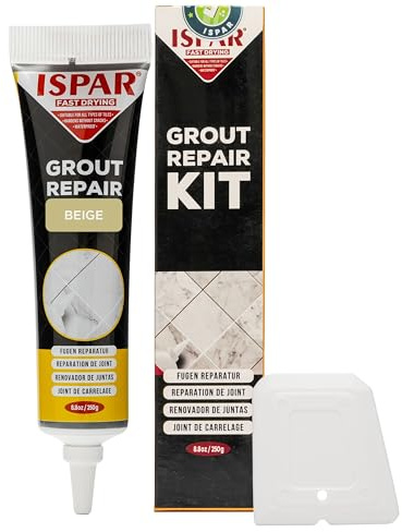 Tile Grout Repair Kit – Beige Grout Filler 8.8 oz, Ready-to-Use Caulk for Bathroom, Shower & Floor Tile Joints – Quick-Dry Grout Sealer with Spatula