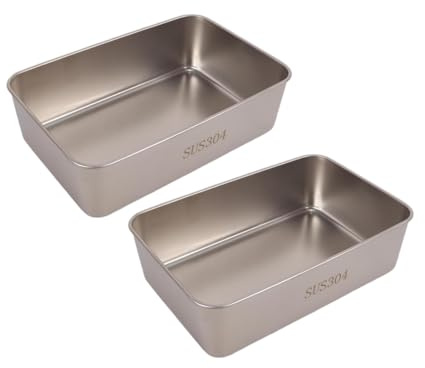 Gutol Juego de 2 bandejas para hornear, molde rectangular para pasteles de 22 x 15 x 6,5 cm, de acero inoxidable, ideales para hornear pasteles, brownies, Aptas para lavavajillas.