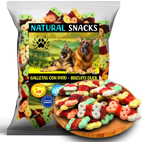 Biscotti Croccanti per Cani con Anatra 500 g - Snack per Cani di Taglia Media e Grande - Biscotti Avvolti in Anatra - Alta Appetibilità - Premio per Cani