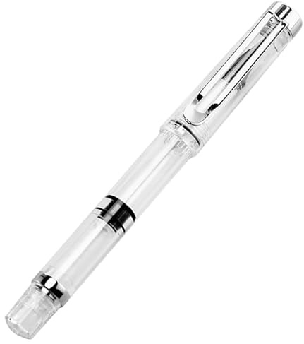 Veemoon Piston Filled Brush Pen with Flexible Nib Fountain Brush Pen for Sketch Drawing Calligraphy Painting and Journaling Refillable Ink for Beginners Students and Artists 5.51In
