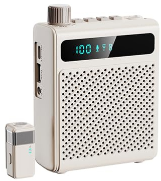 Matybobe Amplificador de Voz Portátil, Amplificador de Micrófono Inalámbrico con Potencia de 10W, Duración de la Batería 25H, Sonido Claro y Reducción de Ruido para Enseñanza, (Blanco)