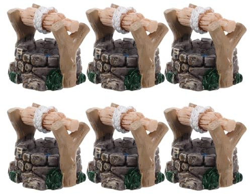 Veemoon Accessoires Micro-Paysagers, Lot de 6 Puits d'eau Miniature en Résine, Décor de Jardin Extérieur, Modèles Décoratifs Portables et Légers pour Aménagement Paysager