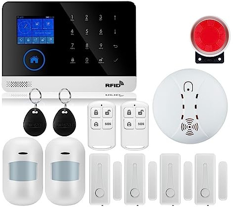 House Alarms Security System WiFi Alarm System For Home Burglar Security Smart House App Control 433MHz Wireless With Motion Sensor Camera(W2B Bundle 13)