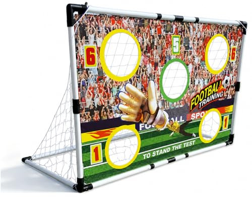 2-in-1 Fußballtor für Kinder, 120 × 78cm FussballtorKinder Set, Tragbares & Stabiles Fussballtore mit 5 Zielbereichen, Fußball Tor mit Torwand, Fußballtor Kinder Outdoor für Garten, Park, Strand