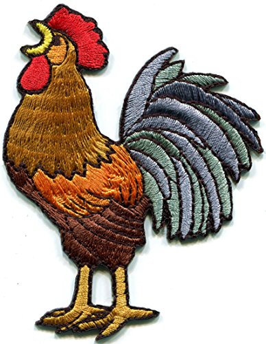 Rooster Hahn Cock Huhn Vogel Farm Vieh bestickte Applikation Bügelbild Patch New s-1315