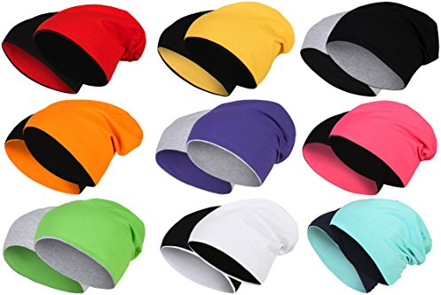 Balinco 2 in 1 Wendemütze - Reversible Slouch Long Beanie Jersey Baumwolle elastisch Unisex Herren Damen Mütze Heather in 24 (8) (Light Grey/Black)